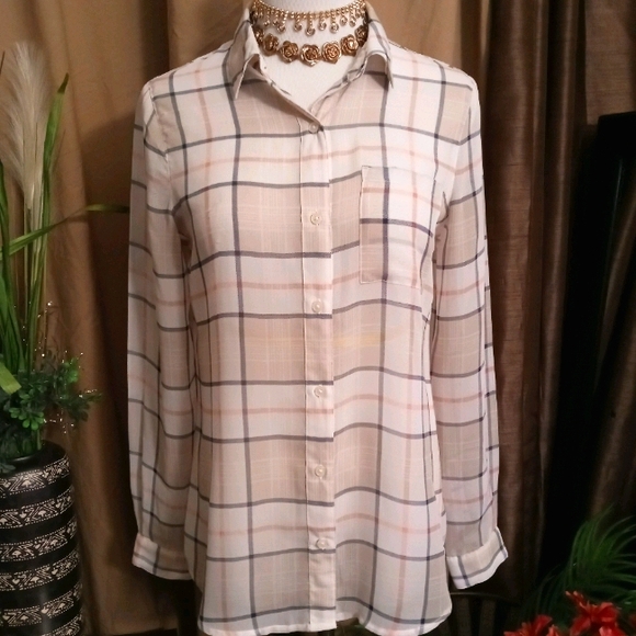 Semi sheer button down top - Picture 2 of 4